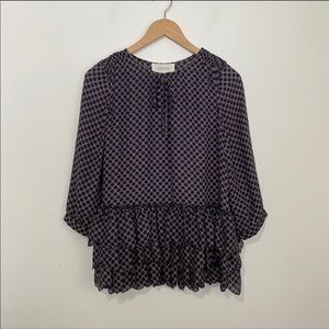 THE GREAT. Ruffle silk tunic.